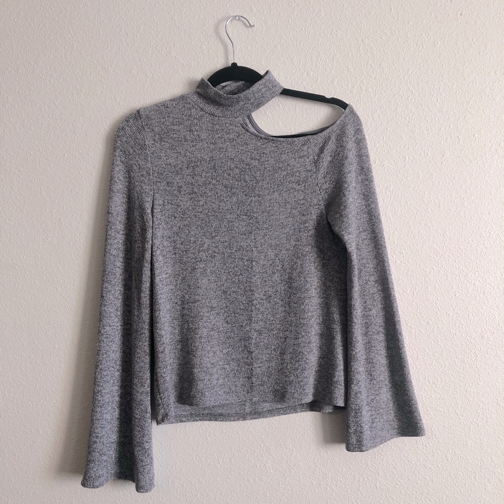 NWOT Others Follow one shoulder, mock neck sweater